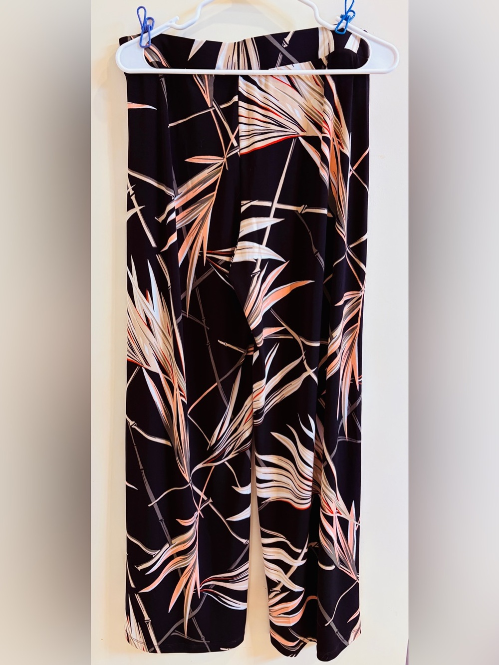 White House Black Market Black Tropical-Print Wide Leg Pants